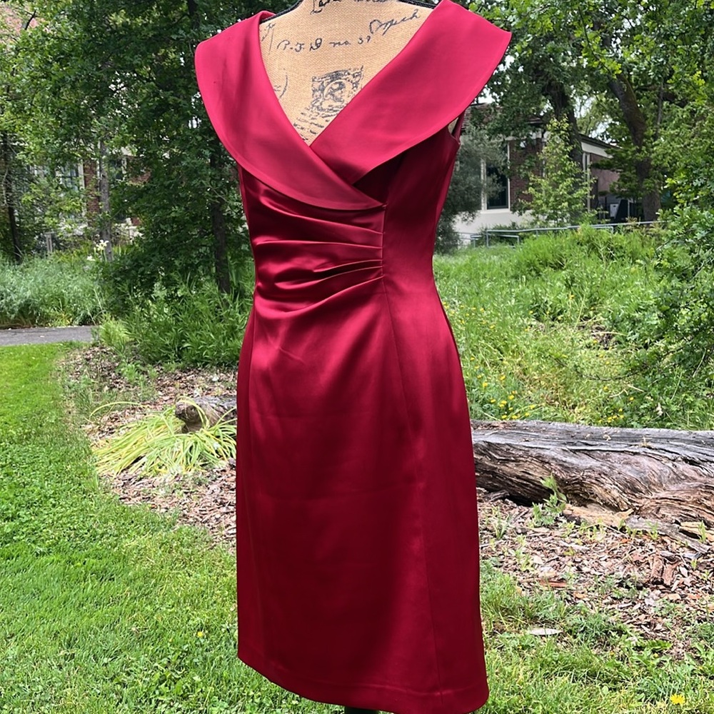 Elegant Red Satin Dress; 6